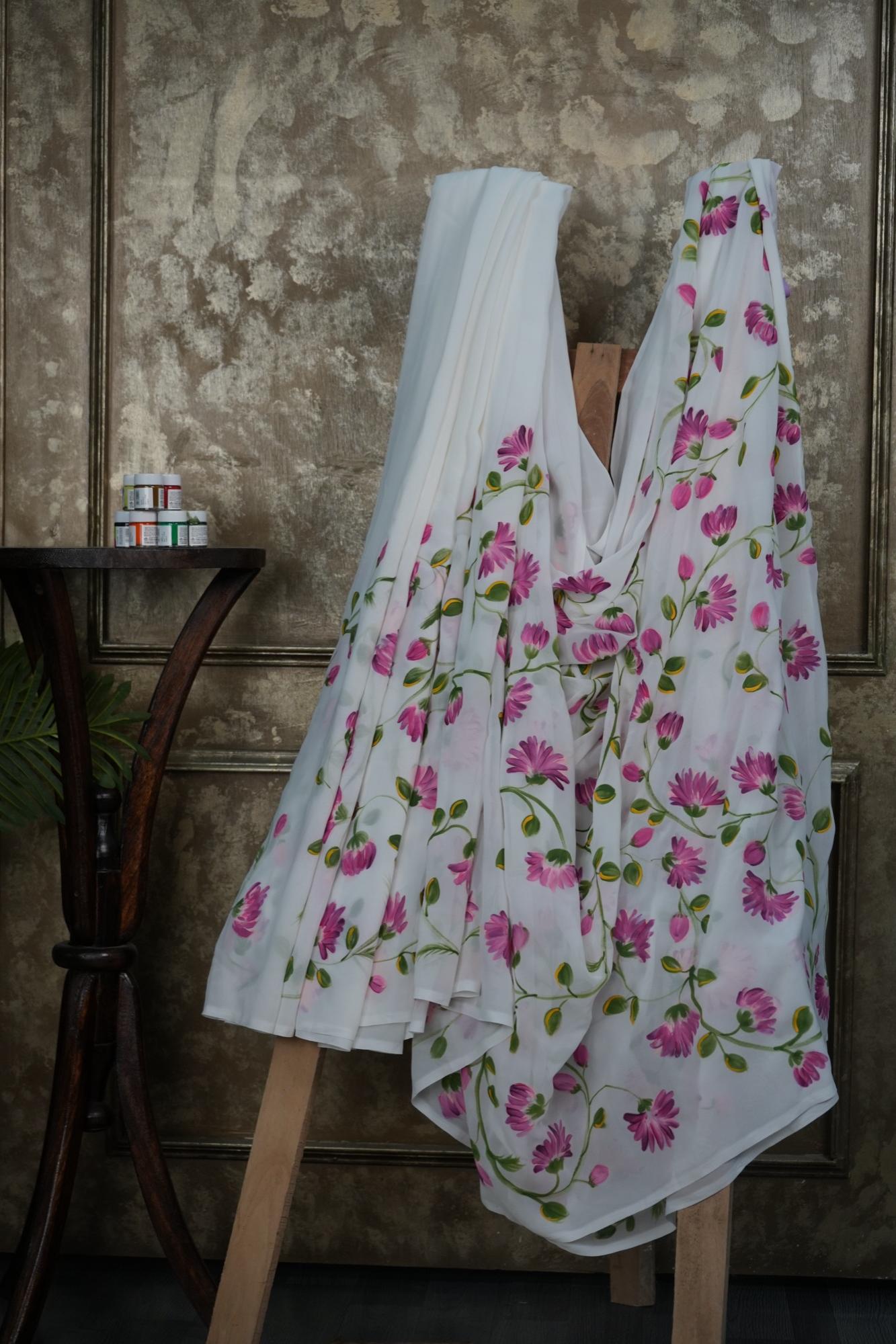 Pink Petal chiffon saree