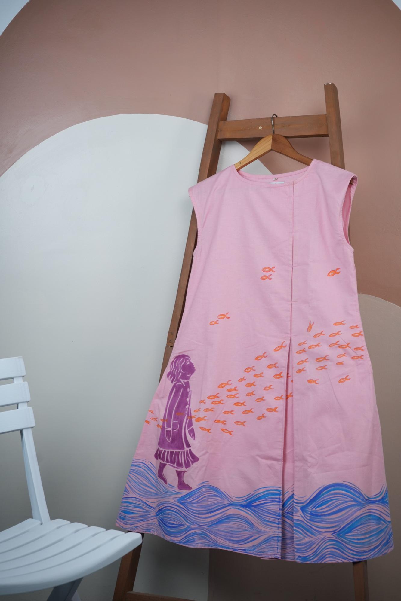 Girl & the Sea — Hand-painted Maxi Dress