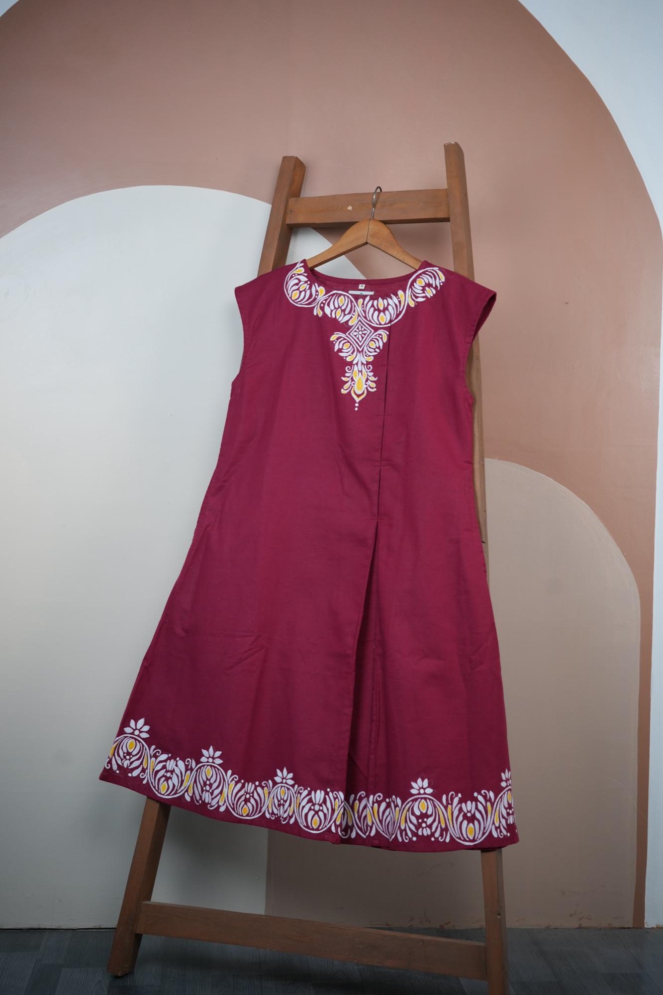 Heritage Motif — Hand-painted A-line Dress