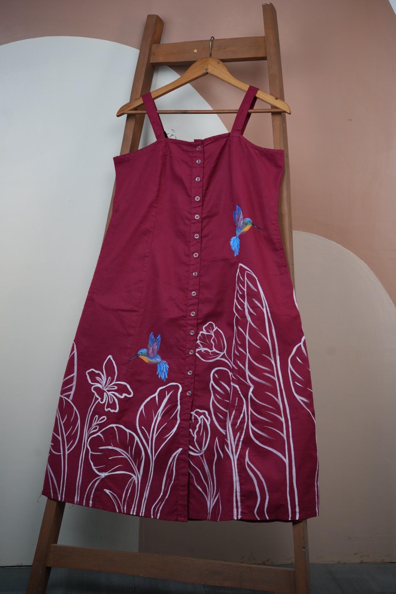 Bird of Paradise — Hand-painted Button-Down Dress