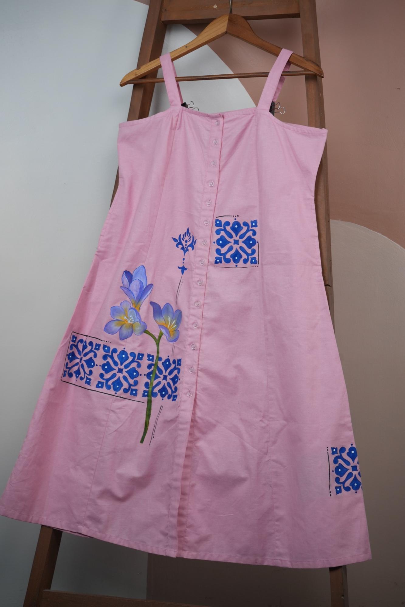 Azulejo Iris — Hand-painted Strap Dress