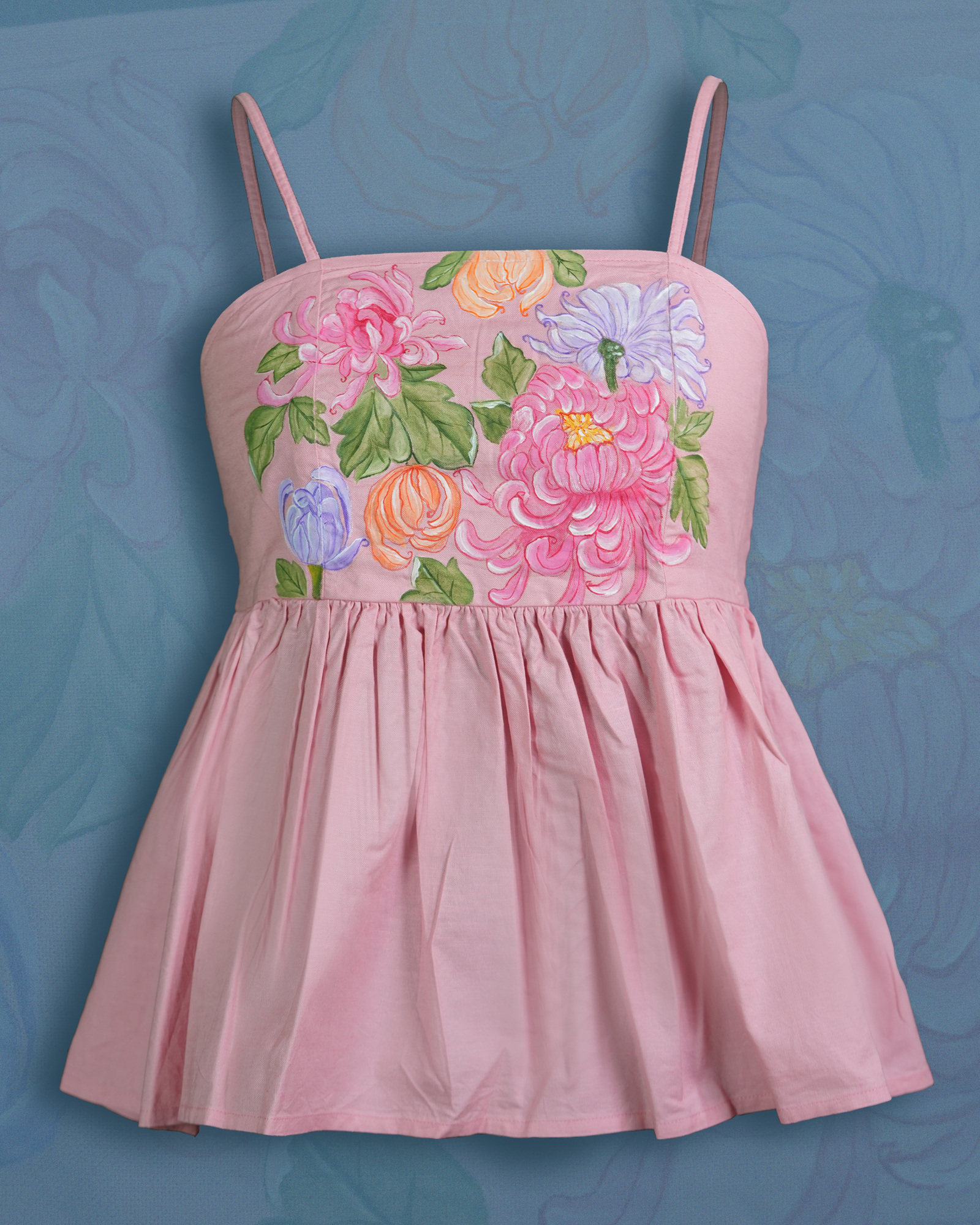 Peplum pink top_handpainted_01
