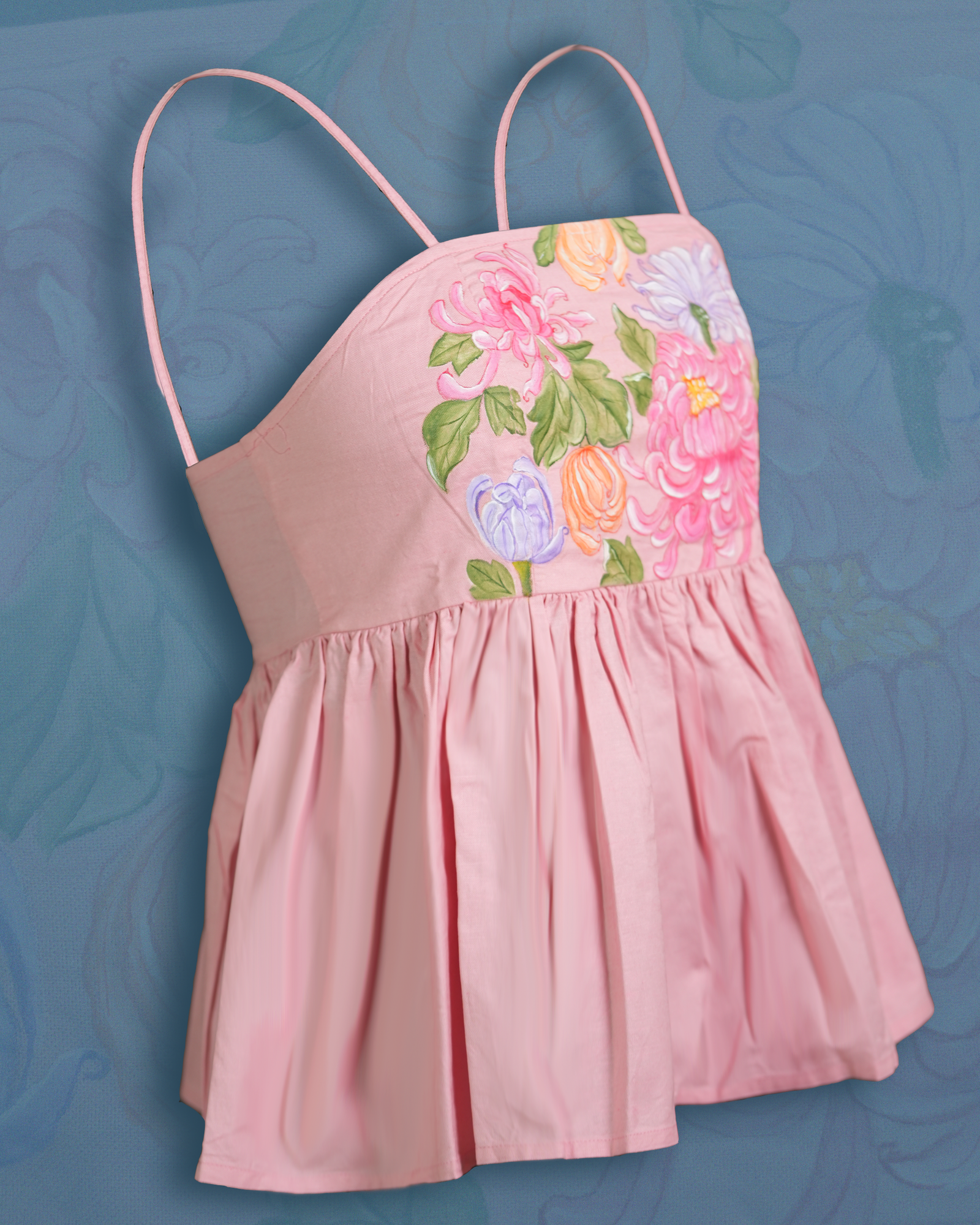 Peplum pink top_handpainted_02
