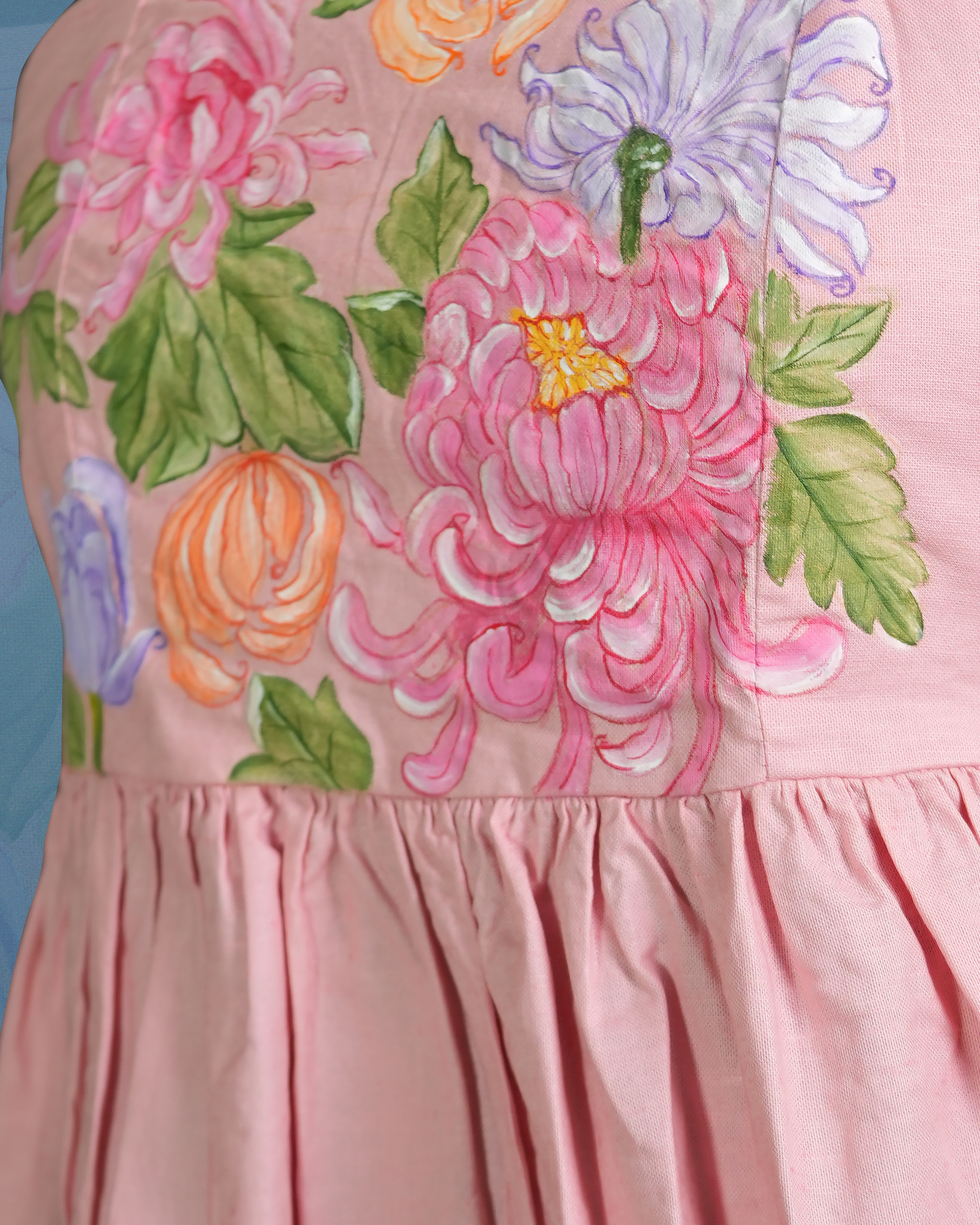 Peplum pink top_handpainted_03